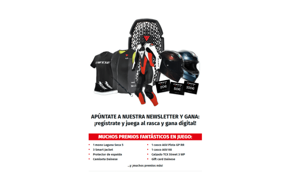 Discover the new free draw by Dainese: register to the Dainese newsletter and play! You can win many prizes! Read the article 