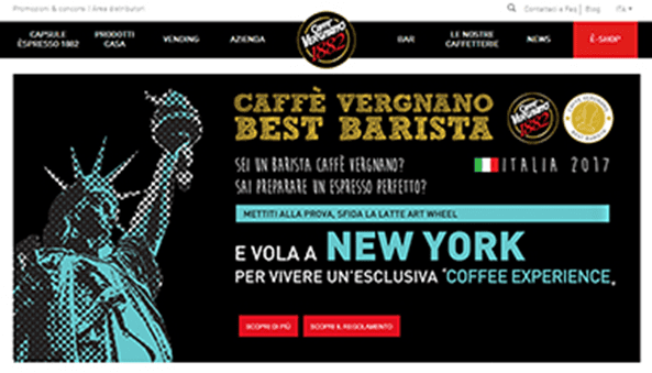 Concorso a premi online con estrazione finale CAFFÈ VERGNANO BEST BARISTA ITALIA