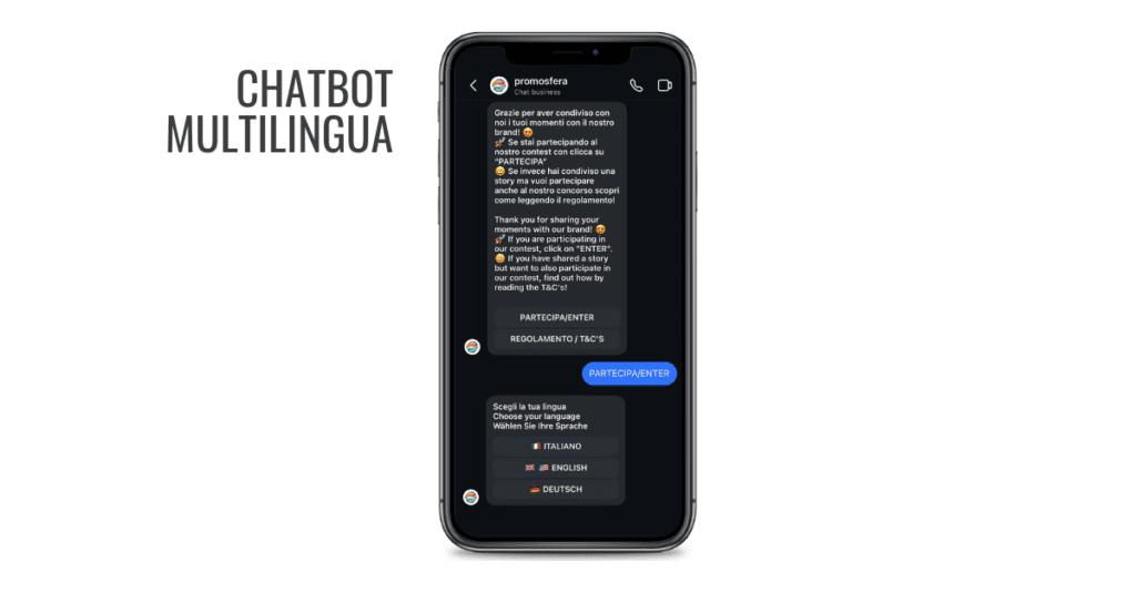 Chatbot multilingua per i tuoi contest Instagram